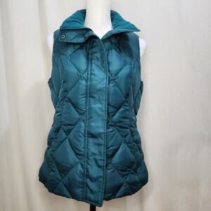 Eddie Bauer Premium Goose Down Sleeveless Puffer Vest Zipper Teal Green, Small